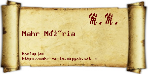 Mahr Mária névjegykártya